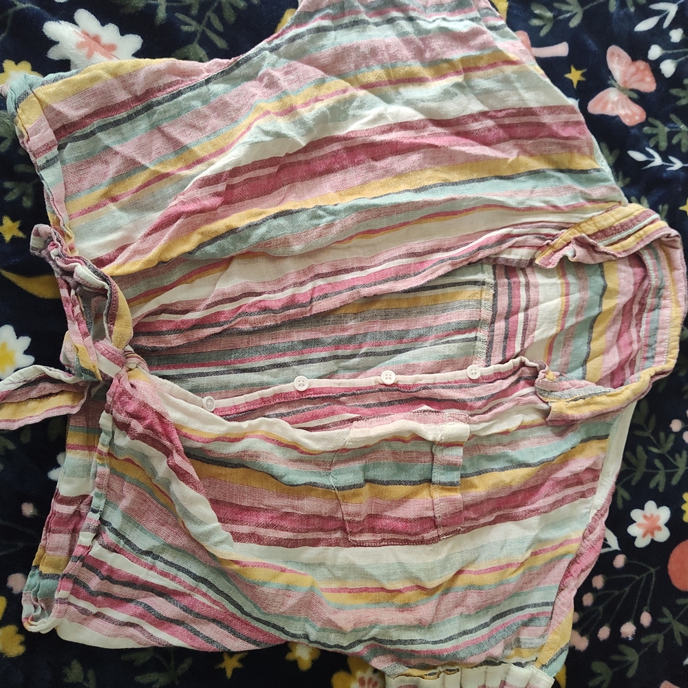 Striped Multicolor Button-Up Top-Gently Used